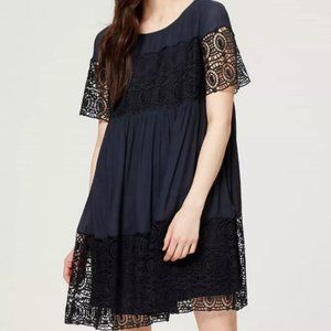 LOFT Navy Blue Lace Babydoll Dress